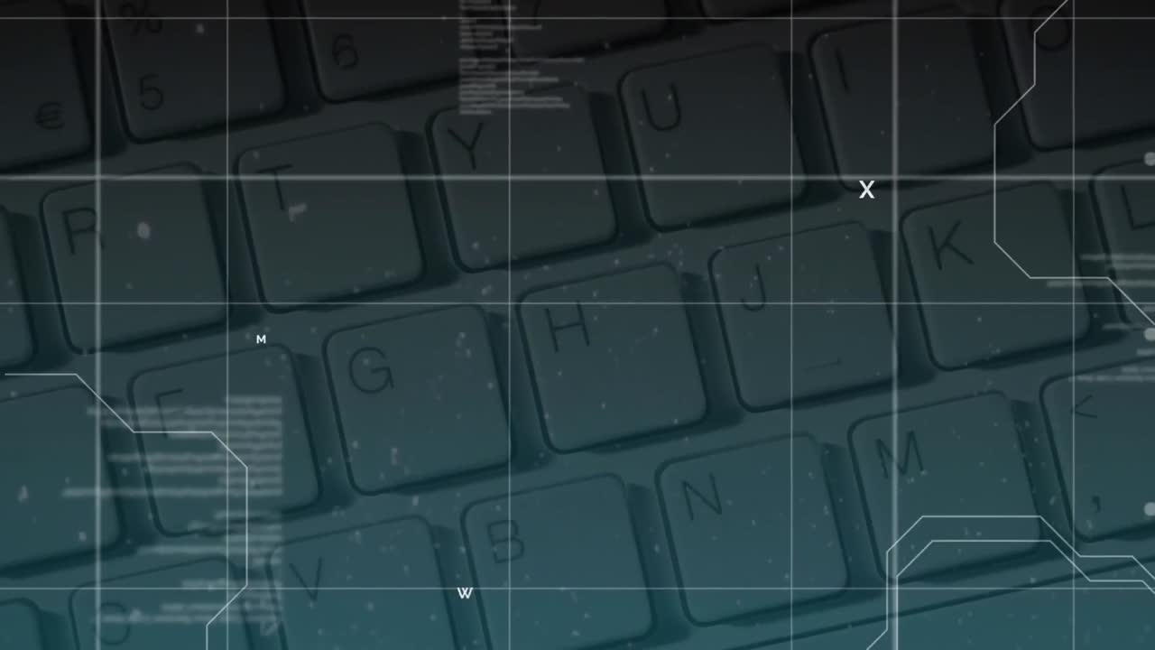 animación del procesamiento de datos en el teclado de la computadora en segundo plano