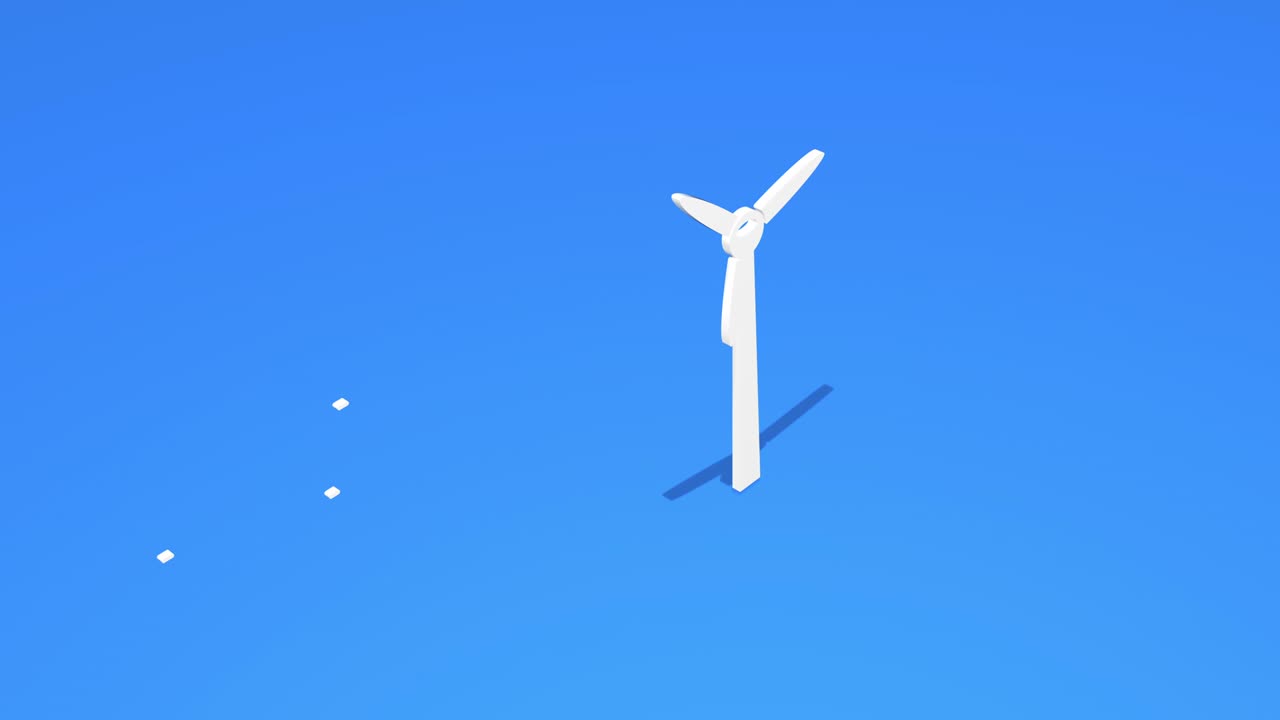 풍력 터빈과 바람이 이소메트릭 뷰에서