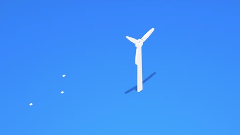 wind turbine and wind in isometric view