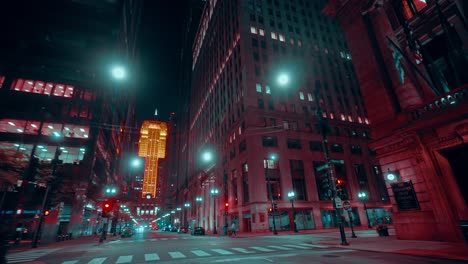 Straßen-Der-Innenstadt-Von-Chicago-Bei-Nacht