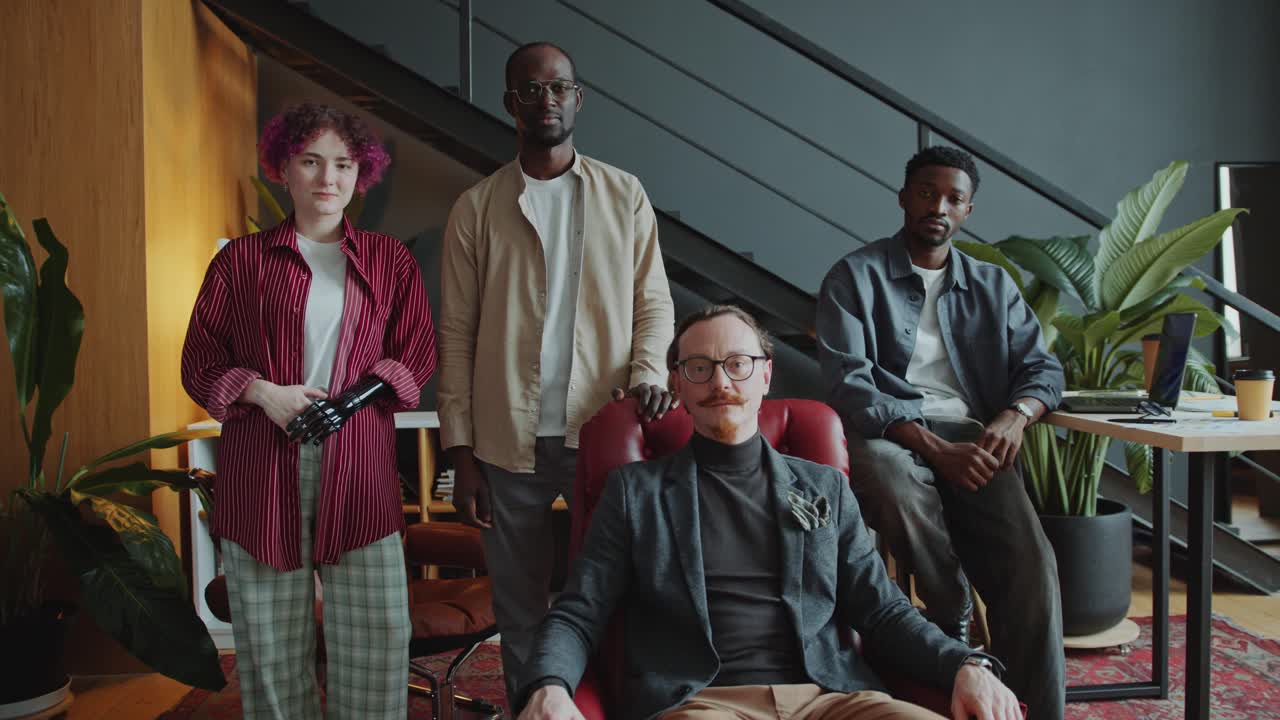 Group Portrait of Diverse Business Team in Comfortable Office