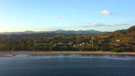 aerial over samara beach and town in the guanacaste province, costa rica