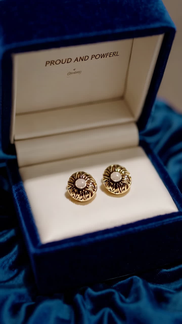 Gold and Pearl Flower Earrings in a Luxury Box