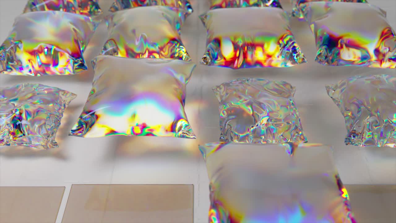 추상적인 iridescent 플라스틱 가방