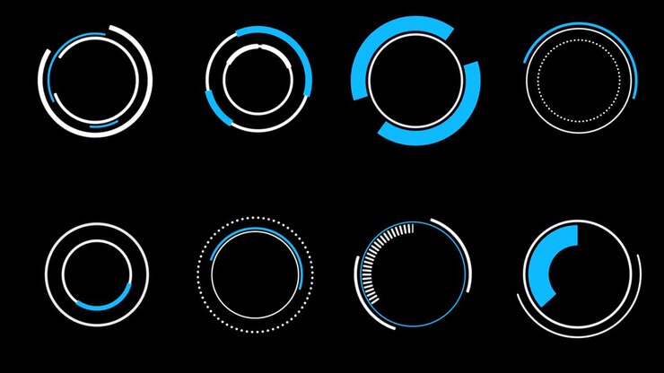 Set animation graphic futuristic HUD elements for user interface.