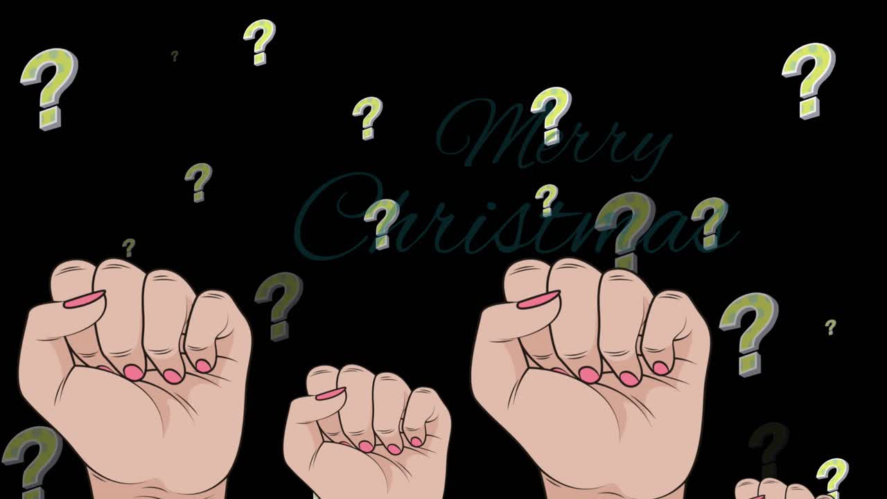 Animation of merry christmas text over hands