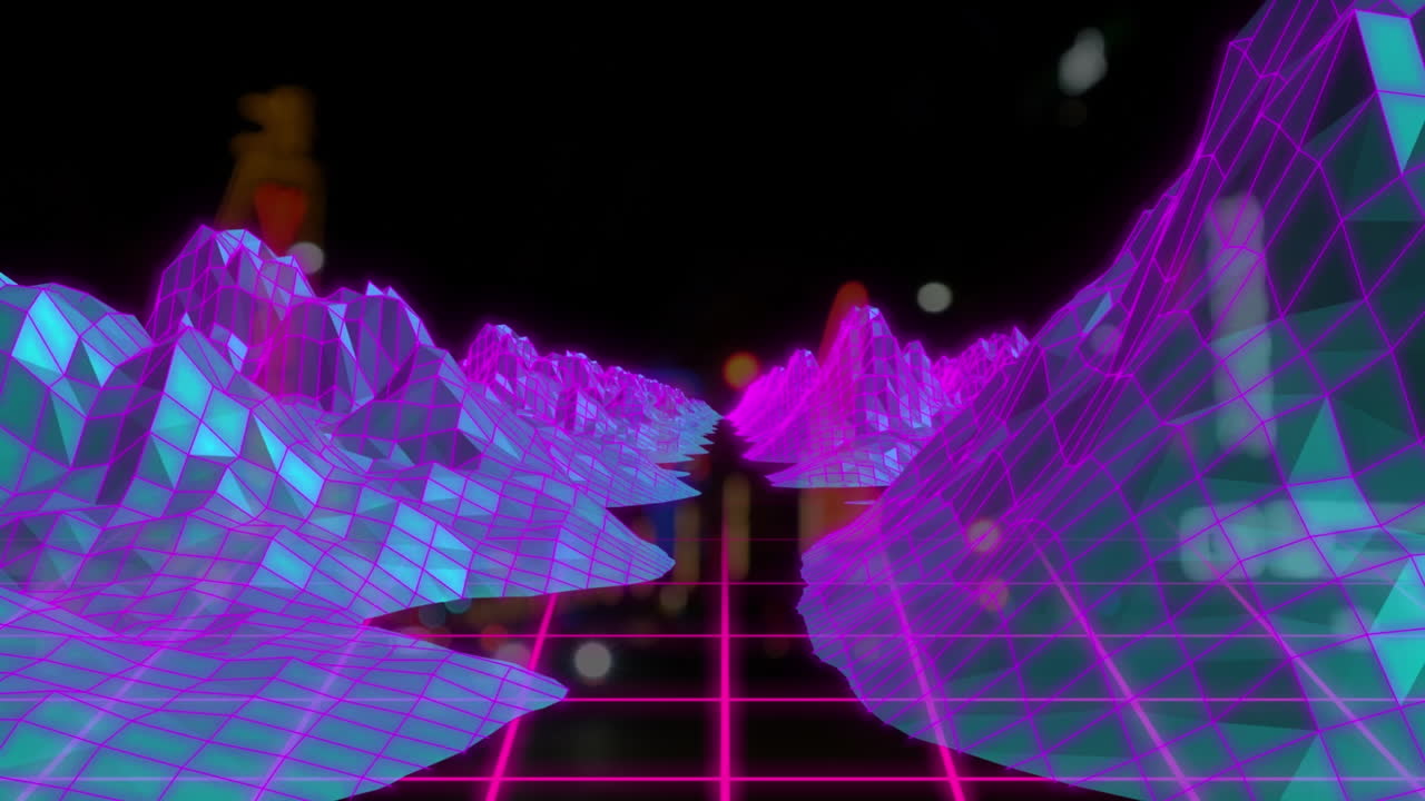 animación de montañas digitales sobre un fondo borroso