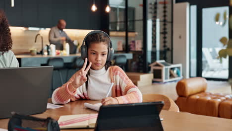Girl learning from home with technology