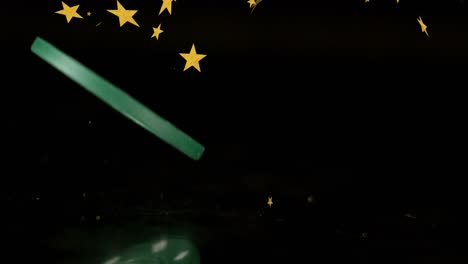 animación de estrellas cayendo sobre las fichas.