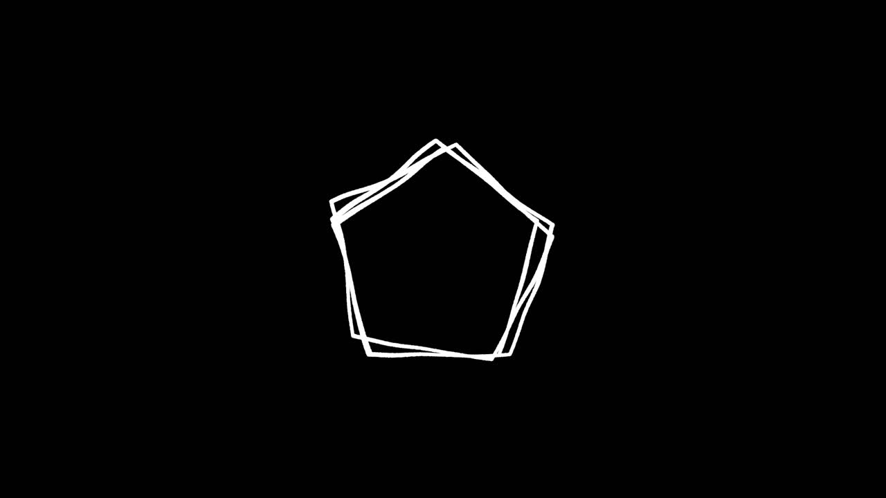 Forme geometriche animate disegnate a mano su sfondo nero