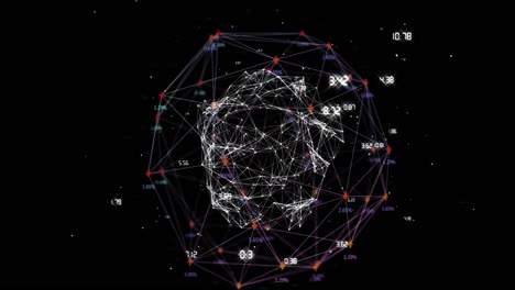 Animation of globe of network of connections spinning against black background