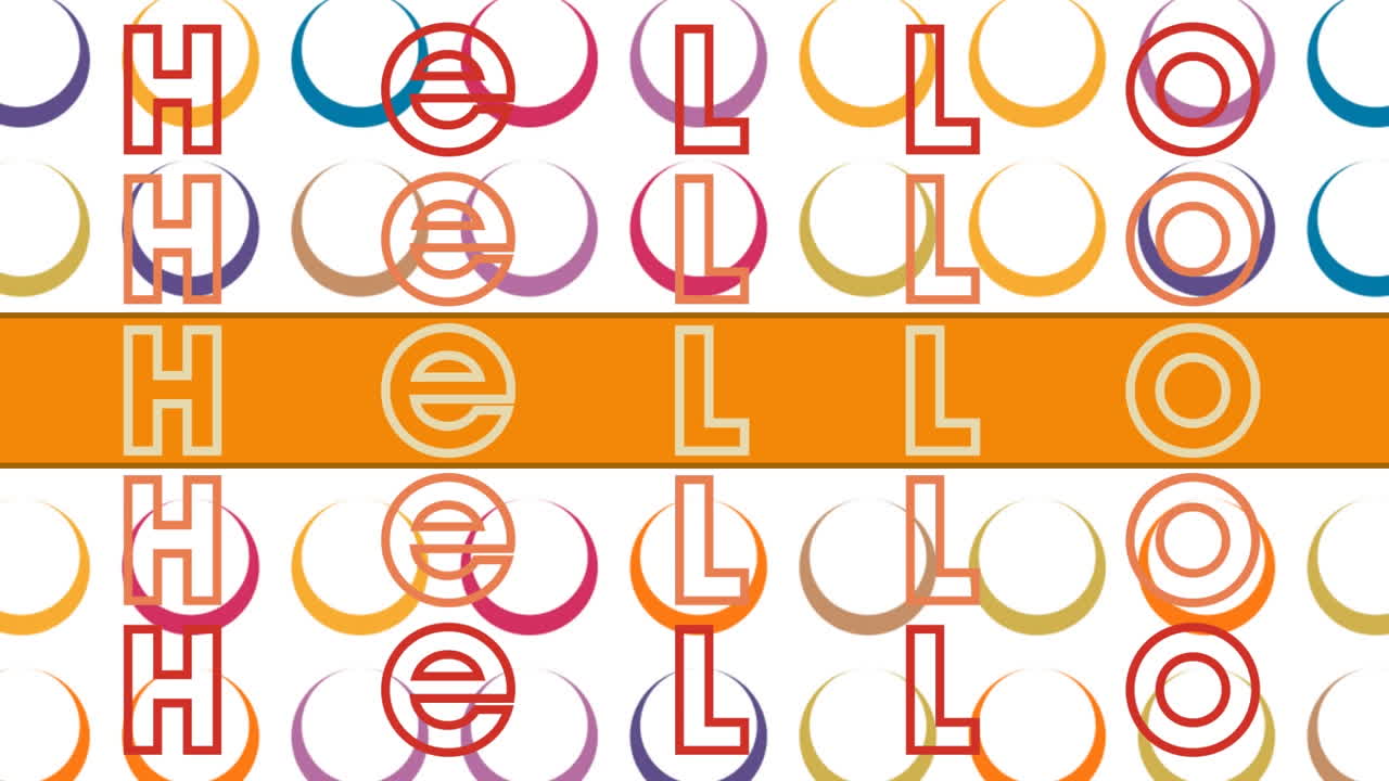 다채로운 그래픽과 모양 위에 안 ⁇ 하세요 텍스트의 애니메이션