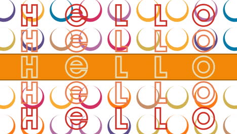 animation of hello text over colorful graphics and shapes