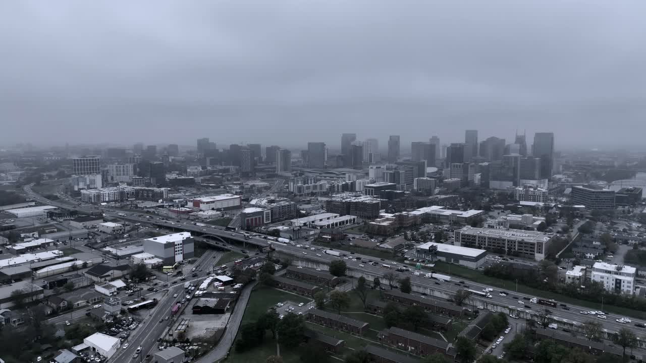 Aerial View of a City on an Overcast Day