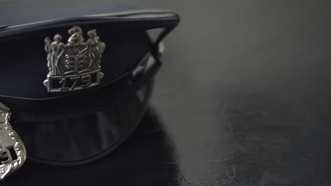 sombrero de policía y placa. gorra de policia y placa
