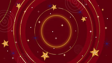 animation of stars and snowflakes over neon circles