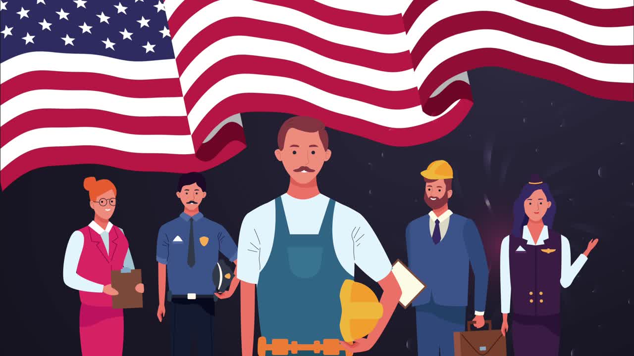 счастливого празднования дня труда с рабочими в сша флаг