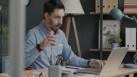 man working at home office or workplace