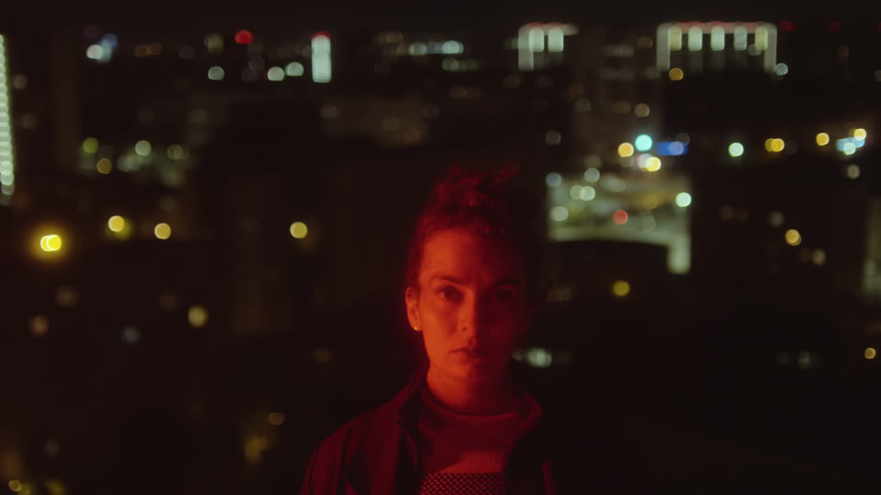 Portrait of Woman in Night City