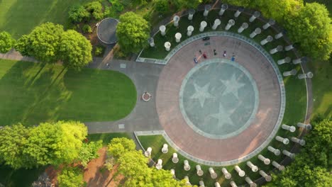 top down aerial of tennessee stars symbol in bicentennial capitol mall state park in nashville