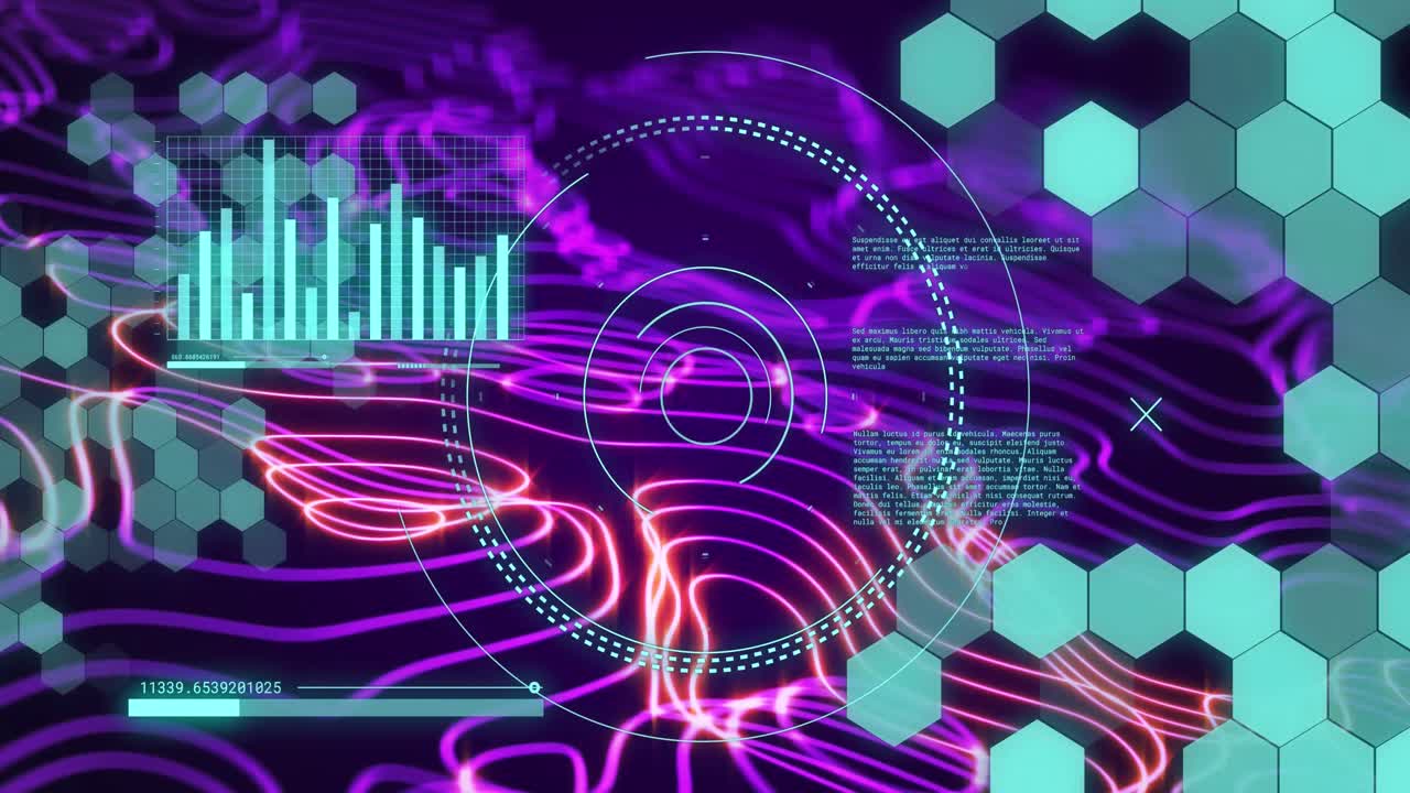 animación del alcance, las estadísticas, el procesamiento de datos y la red de conexiones