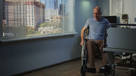 elderly man in hospital wheelchair