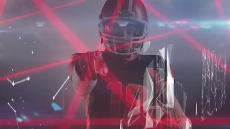 animación de la interfaz digital sobre el jugador de fútbol americano
