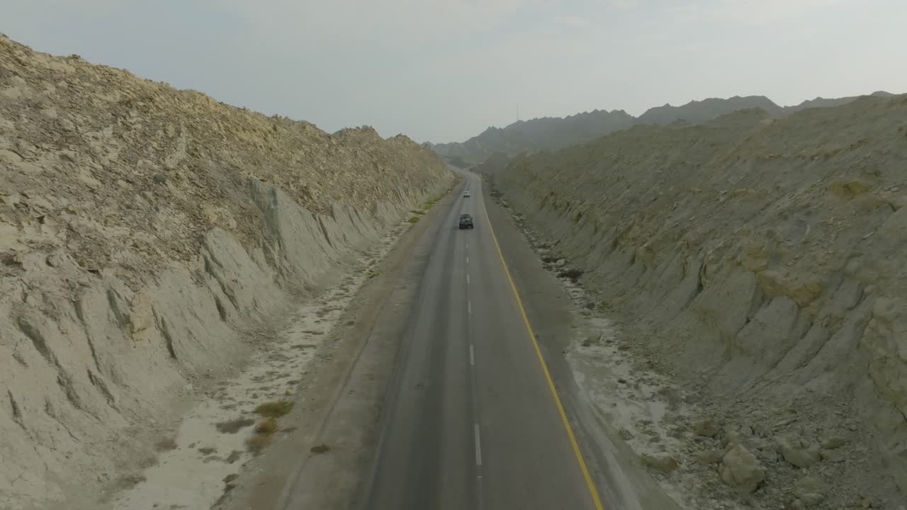 Beautiful road of buzi pass top Makran coastal Highway Balochistan eagle eye view by drone