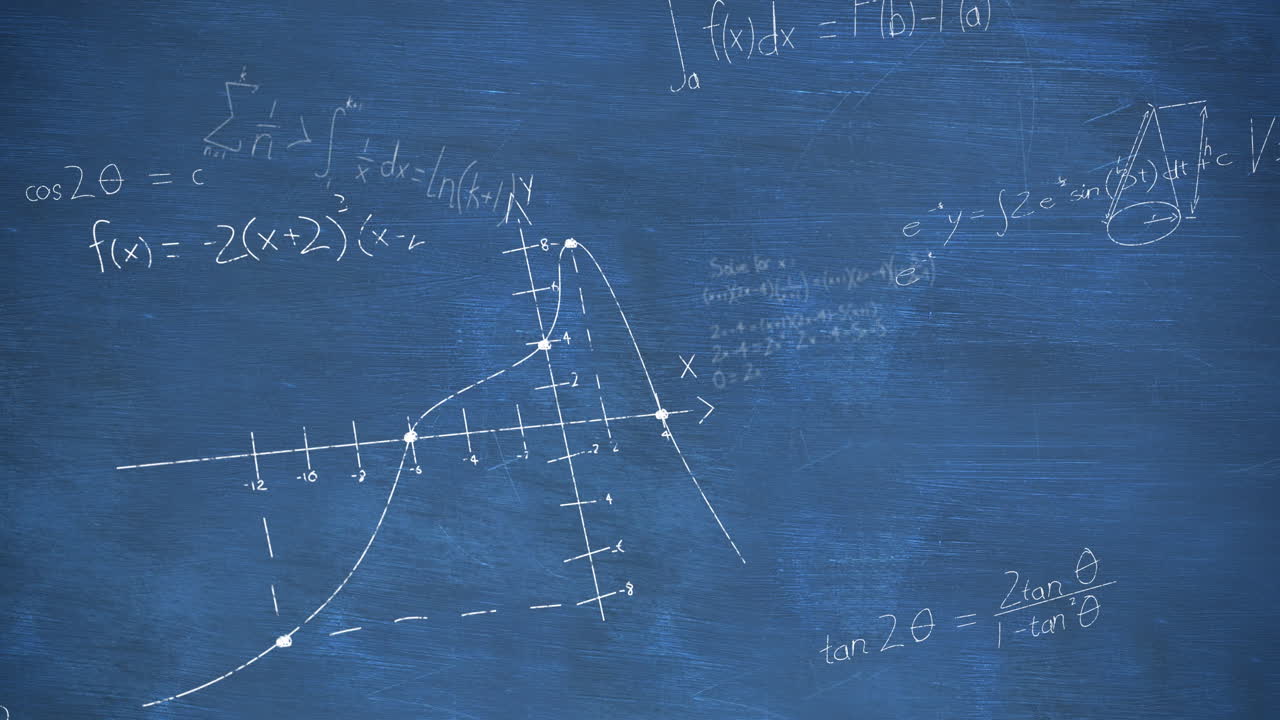 파란색 배경에 수학적 데이터 처리의 애니메이션