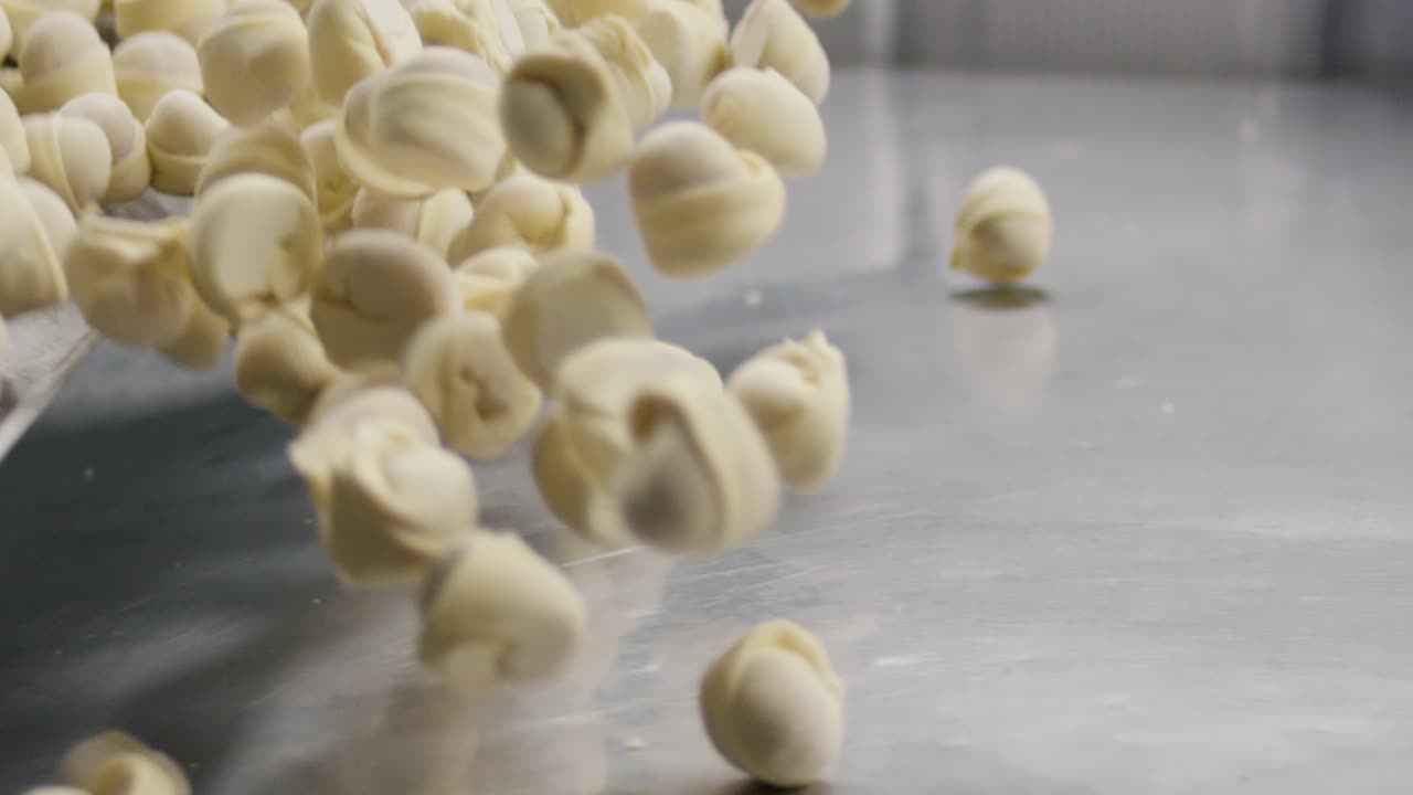 dumplings congelados en una línea de producción