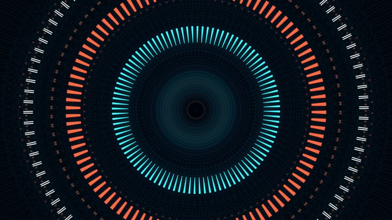 movimiento abstracto parpadeando grandes anillos en fondo negro, bucle sin costuras. animación. círculos pulsantes ensanchándose, cambiando colores y parpedeando