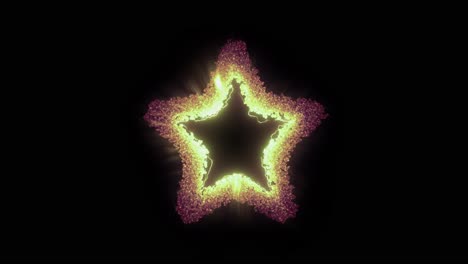 golden particles form a star with intense yellow lightning arcing inside, pulsing before collapsing into a bright flash. energetic magic or award vfx