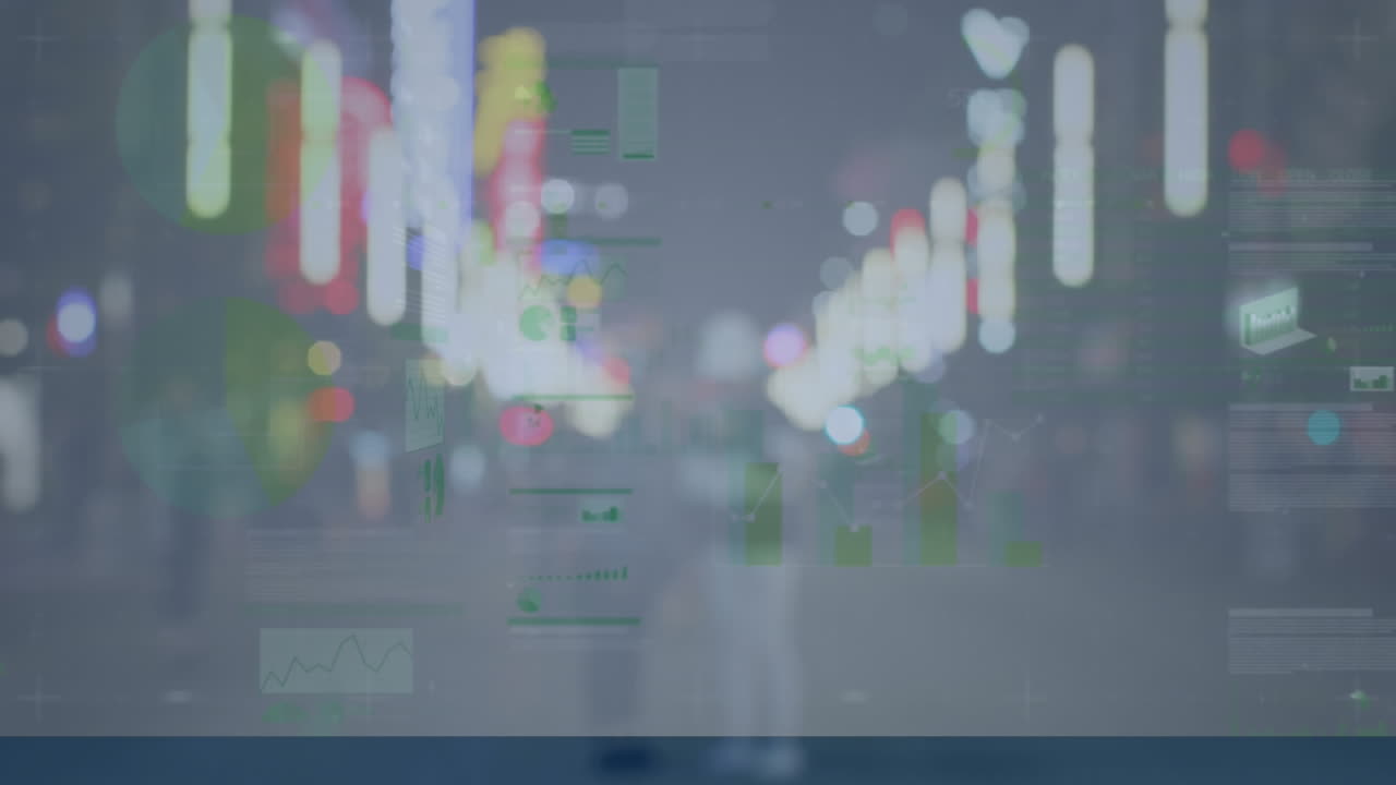 거리를  ⁇ 고 있는 다양한 사람들을 대상으로 금융 데이터 처리의 애니메이션