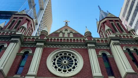 Trinity-Church-facade,-high-angle,-wide-shot,-slightly-oblique,-Perth,-WA