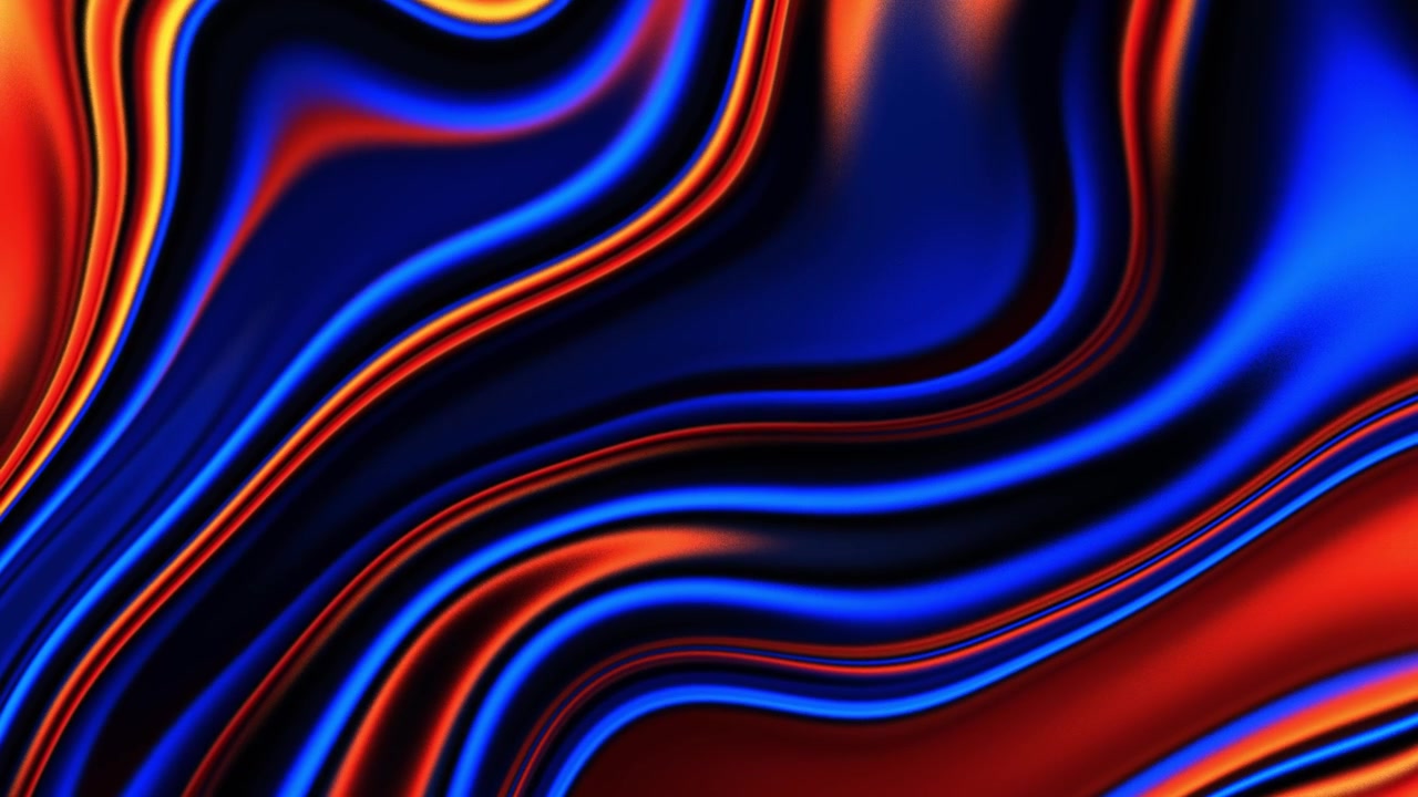 Abstract liquid waves in vibrant orange and blue tones