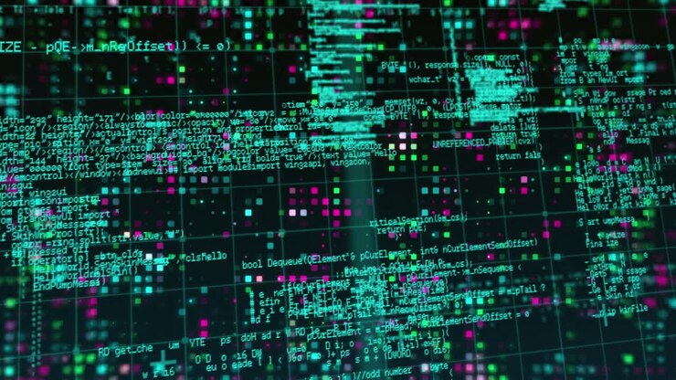 Animation of binary coding and data processing