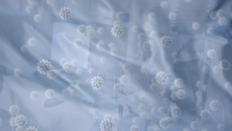 animación de células de virus y formas en la oficina