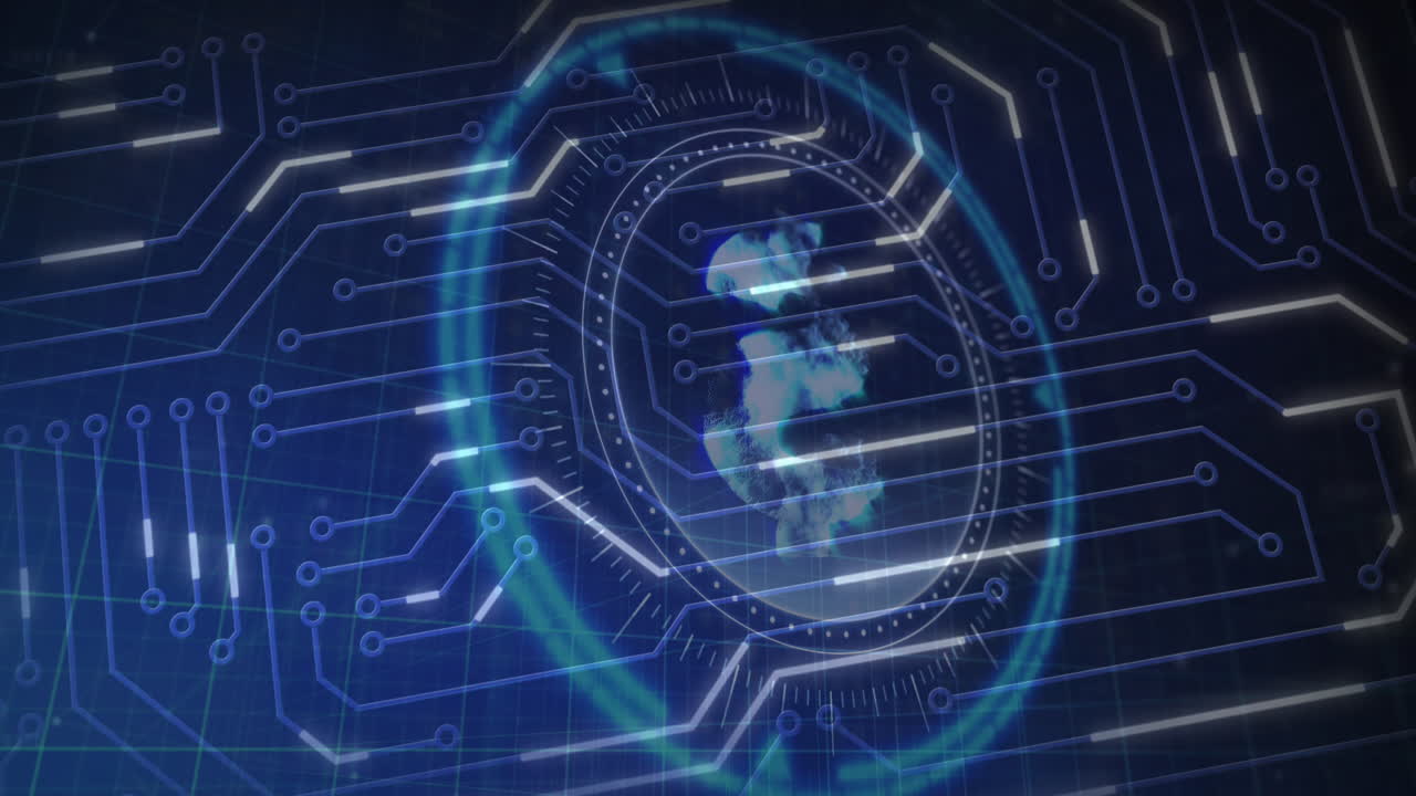 Animation of computer circuit board over dollar symbol