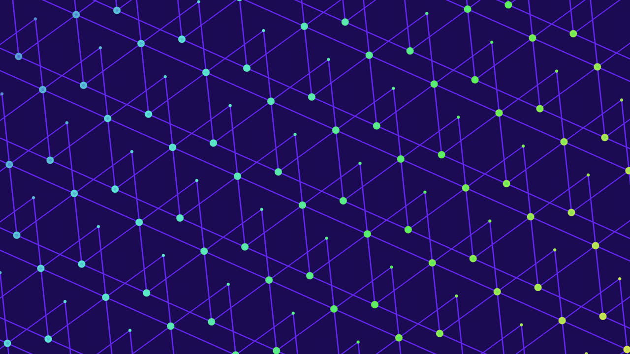Motion purple big triangles pattern with neon dots