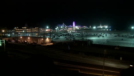 A-night-shot-of-the-Santa-Monica-pier-in-Los-Angeles-and-traffic