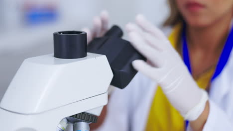 scientist, woman with microscope slide