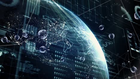 animation von globussen über globus und datenverarbeitung