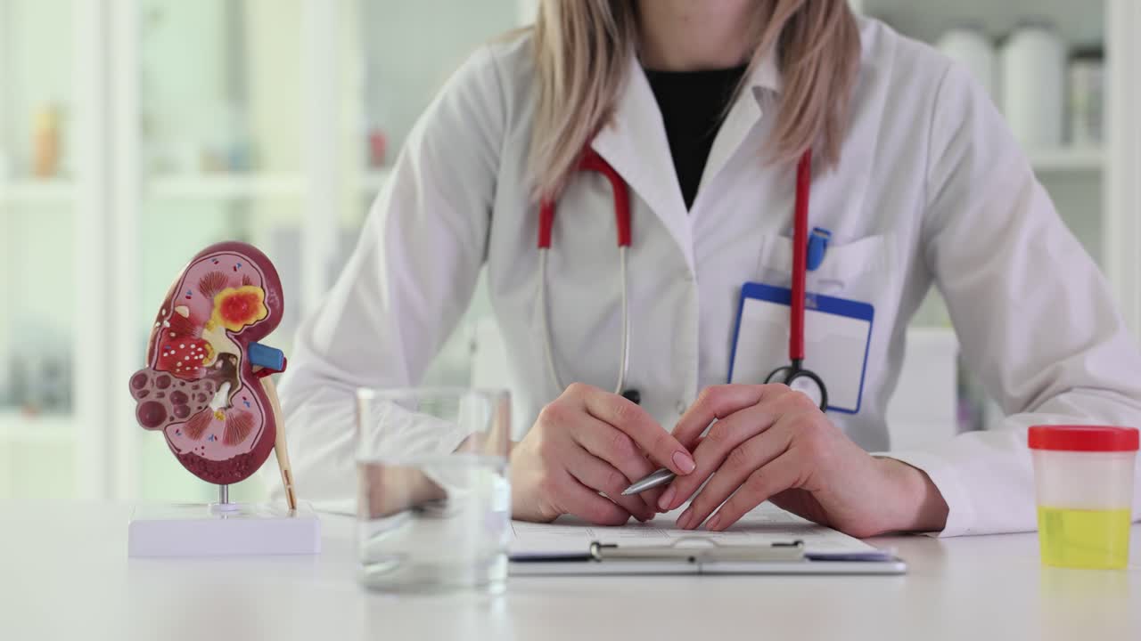 Medical professional discussing kidney health and hydration