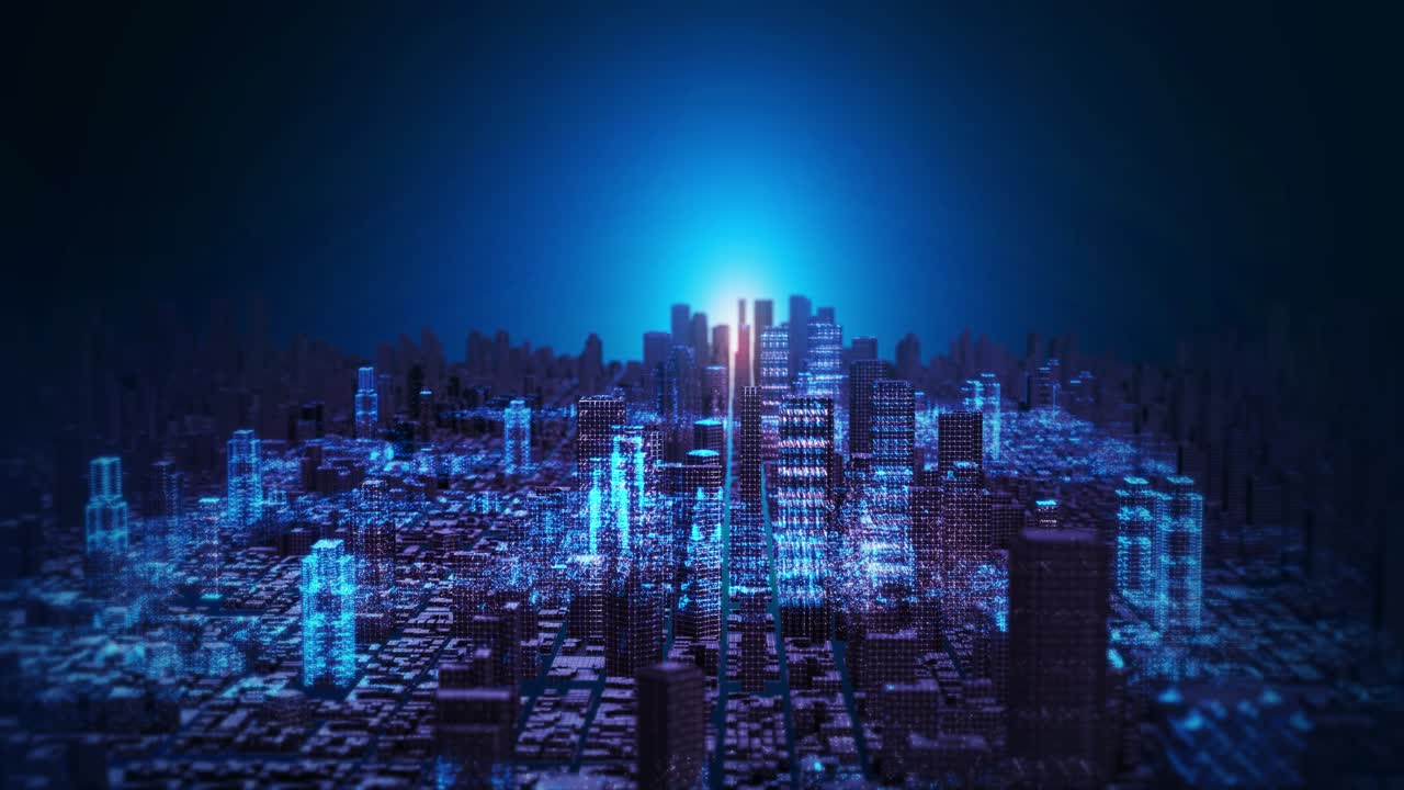 Futuristic cityscape digital technology transformation smart city city skyline artificial