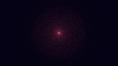 Glowing-red-dot-amidst-dark-background,-surrounded-by-smaller-dots