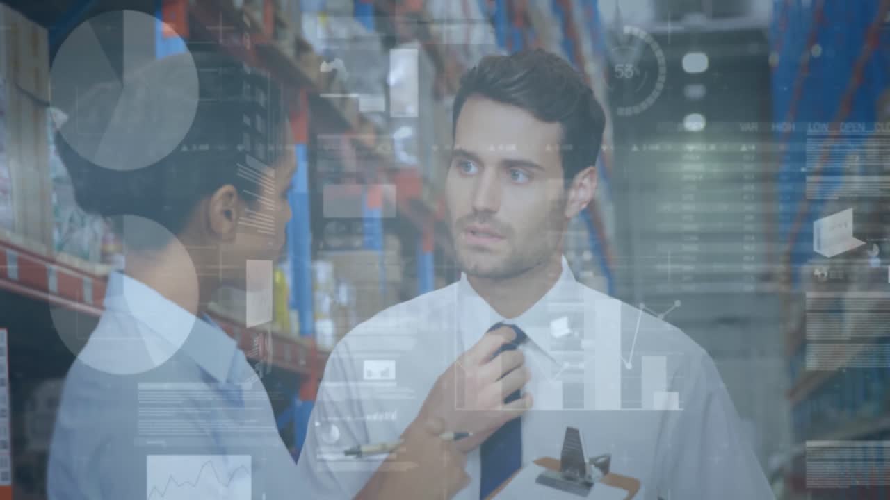 анимация статистики и обработка финансовых данных о мужчинах и женщинах, работающих на складе