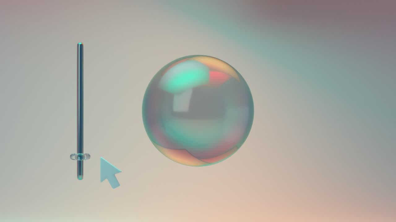 Abstract 3D Rendering with Glass Sphere and Cursor