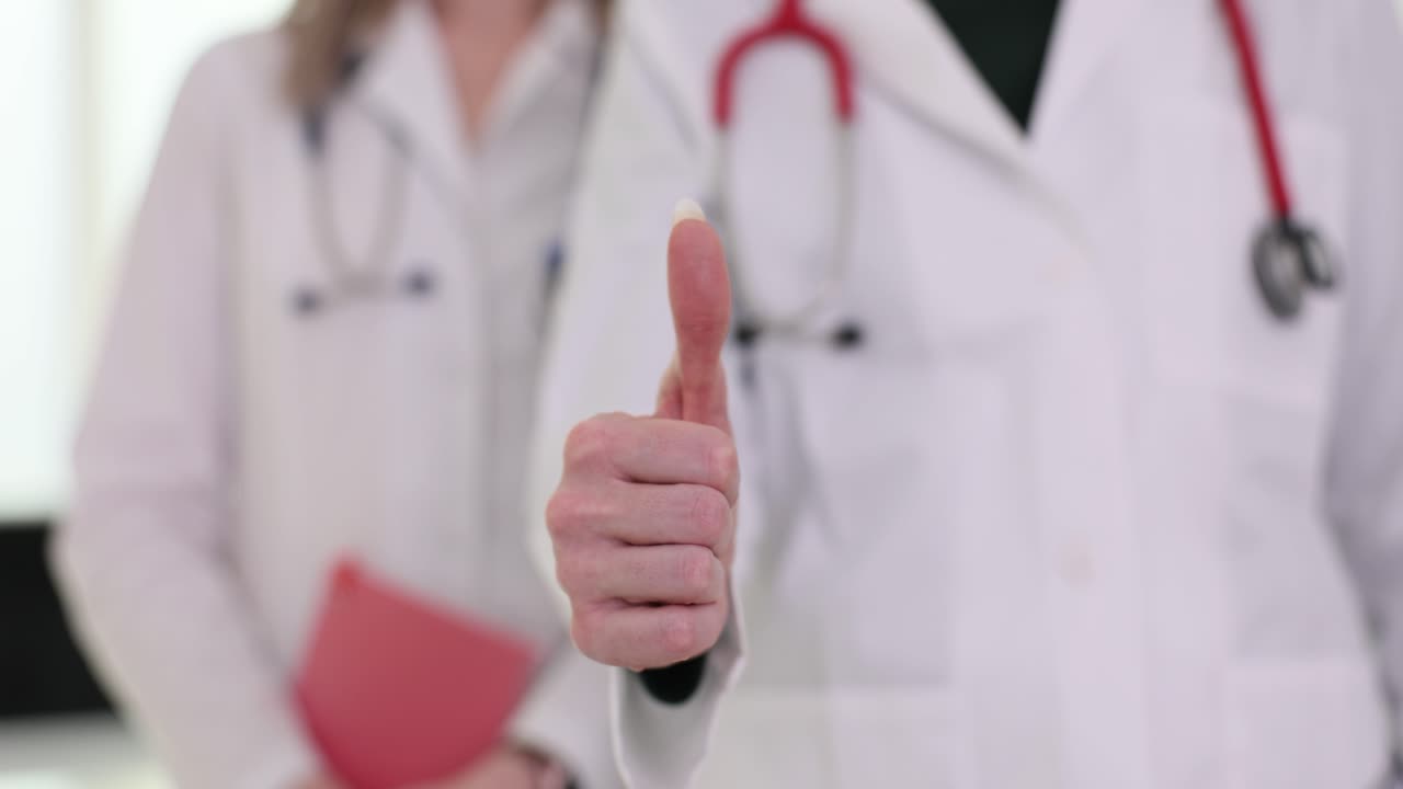 Medical professionals giving a thumbs up