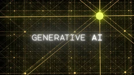 "generative ai" generates on screen as a matrix of yellow particles transitions from random to orderly