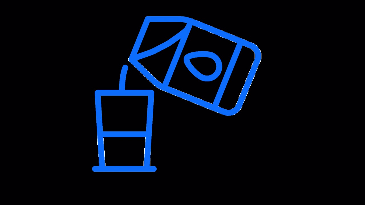 Animated Blue Line Icon of Milk Being Poured into a Glass